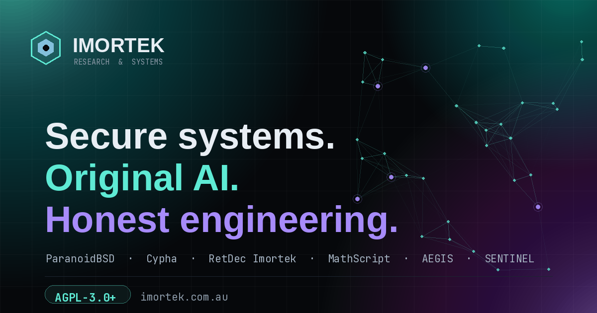 First Principle Math Exaples Imortek — Secure systems, original AI, and honest engineering